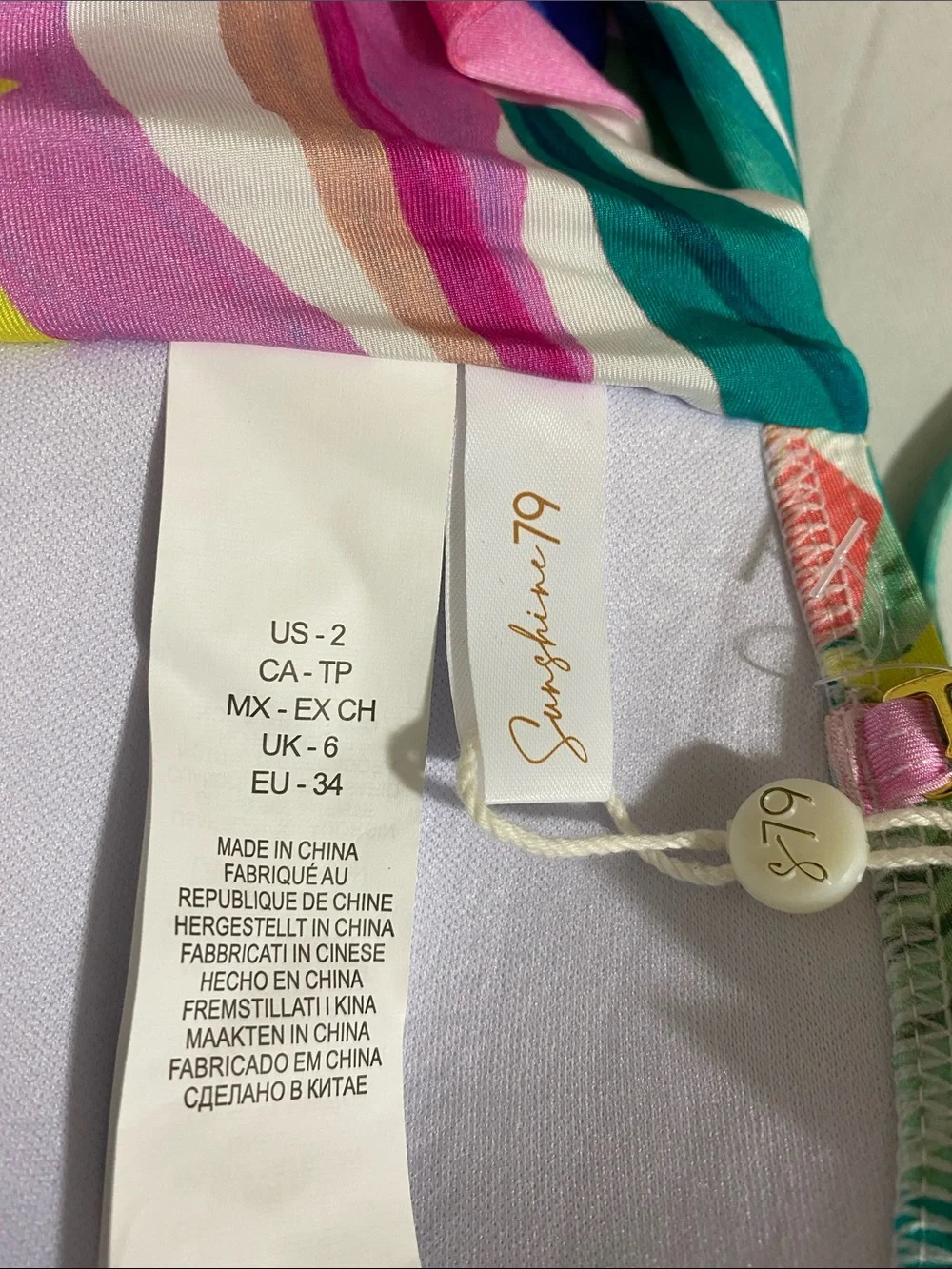 SUNSHINE 79  Tropical-print Twist-front Bandeau Bikini Top Women's Size 2